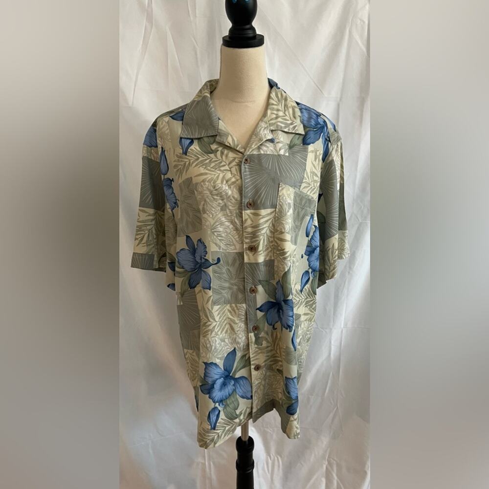 Caribbean‎ Joe Men’s Floral Short Sleeve Golf Shirt 104521 White Blue Large